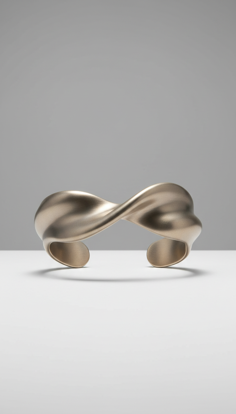 Soft pewter sculptural cuff